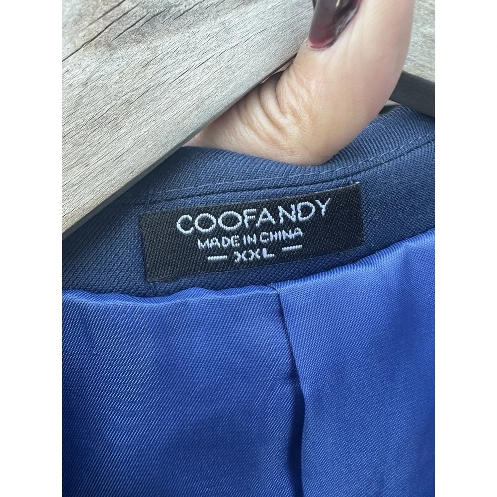 Coofandy Mens Navy Blue Double Vented 1-Button Sports‎ Blazer Jacket *2XL NWOT